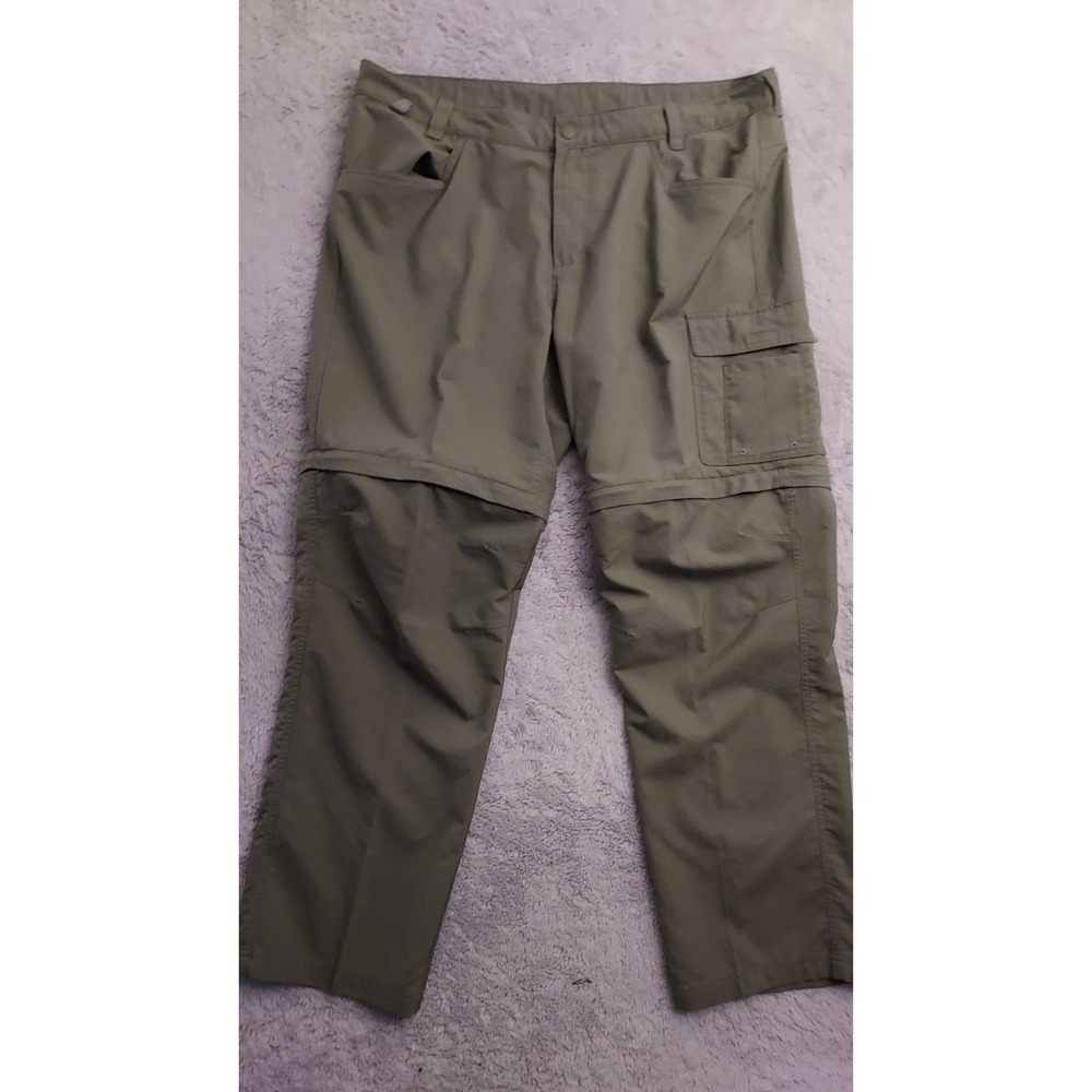 Columbia PFG Pants Mens 40x32 Convertible Cargo Green Ripstop Fishing Outdoor